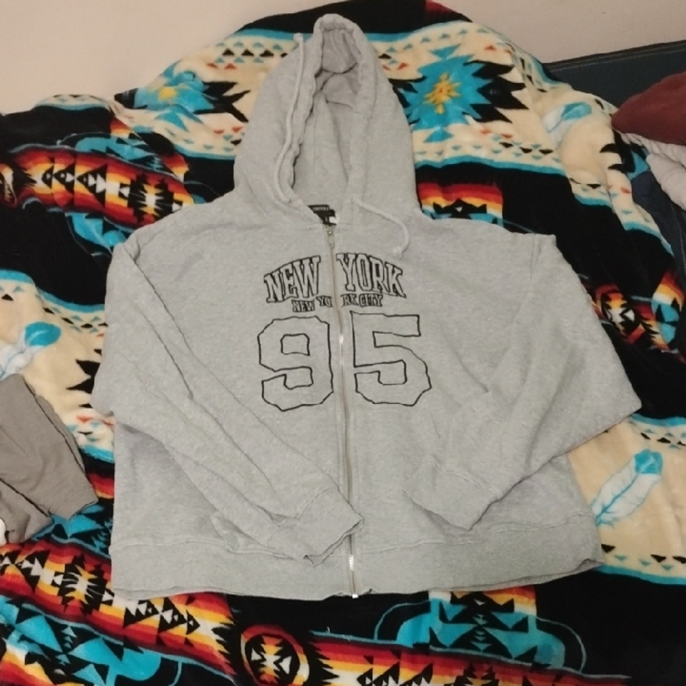 Forever 21 Gray Zip-Up Hoodie